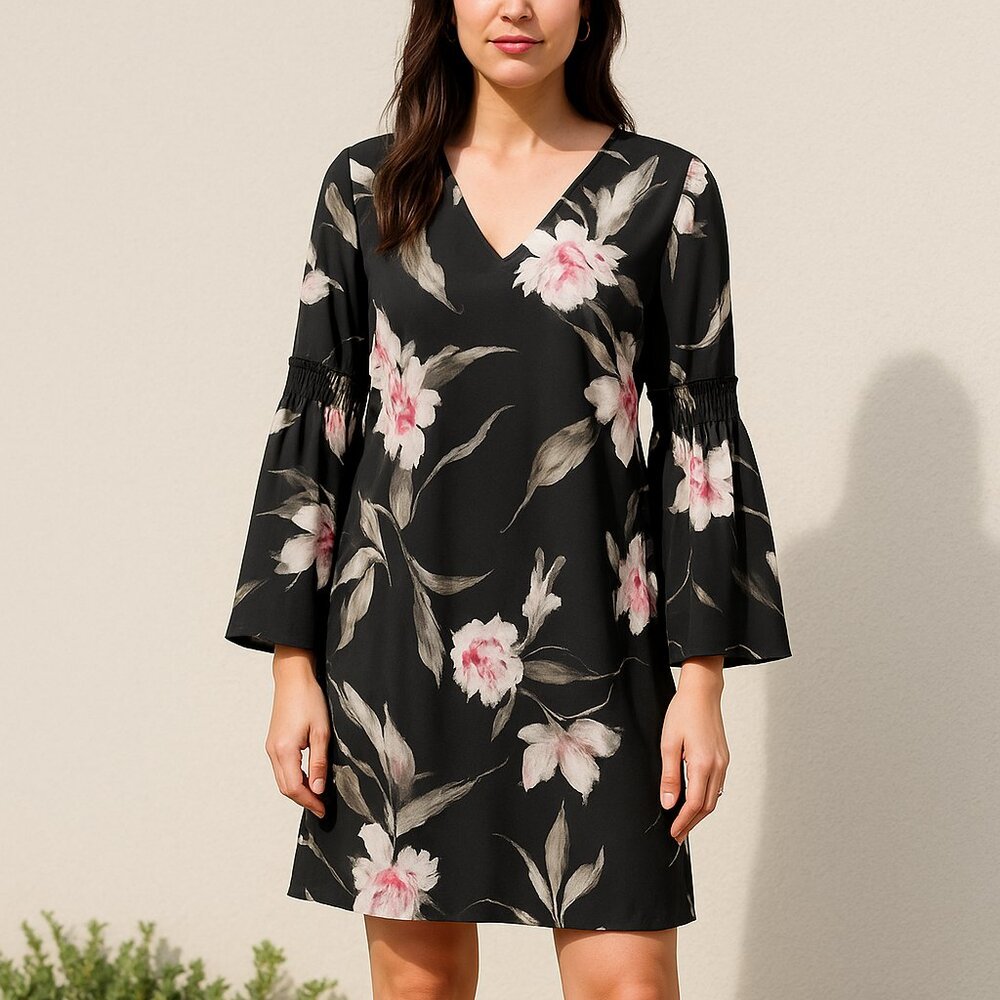 White House Black Market Floral Bell Sleeve Dress — NWT — Size 10P